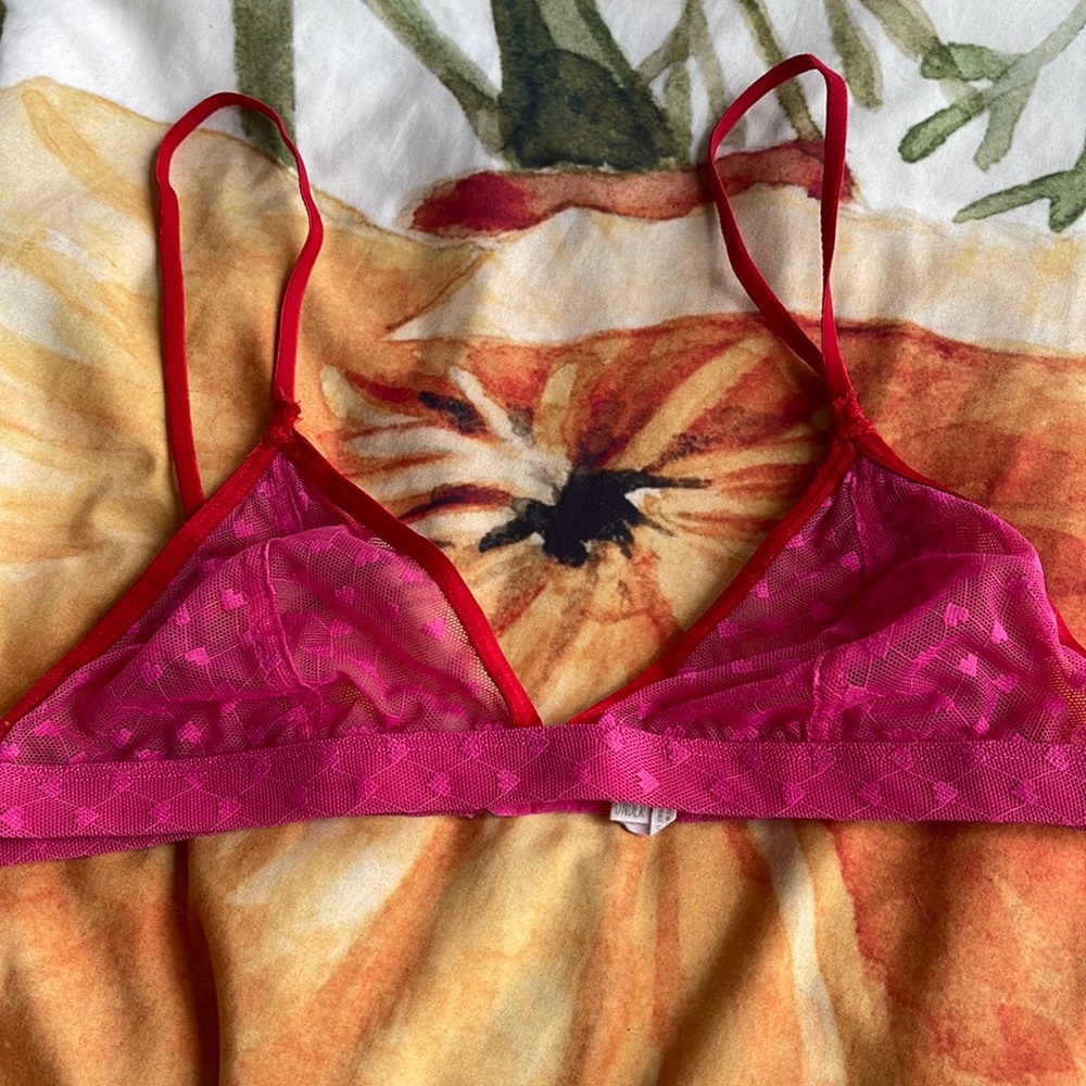 Pink heart mesh bralette